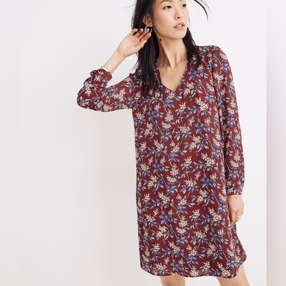 Madewell Button-Back Dress in Antique Flora Long Sleeve Size XS